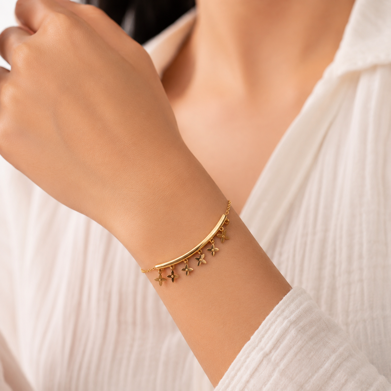 Floral Charm Gold Bracelet