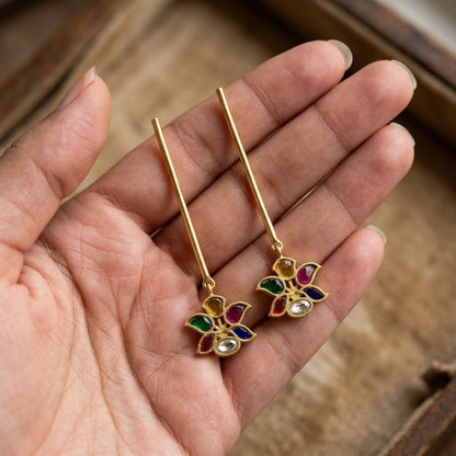 Multicolor Fuzen Lily Drop Floral Earrings