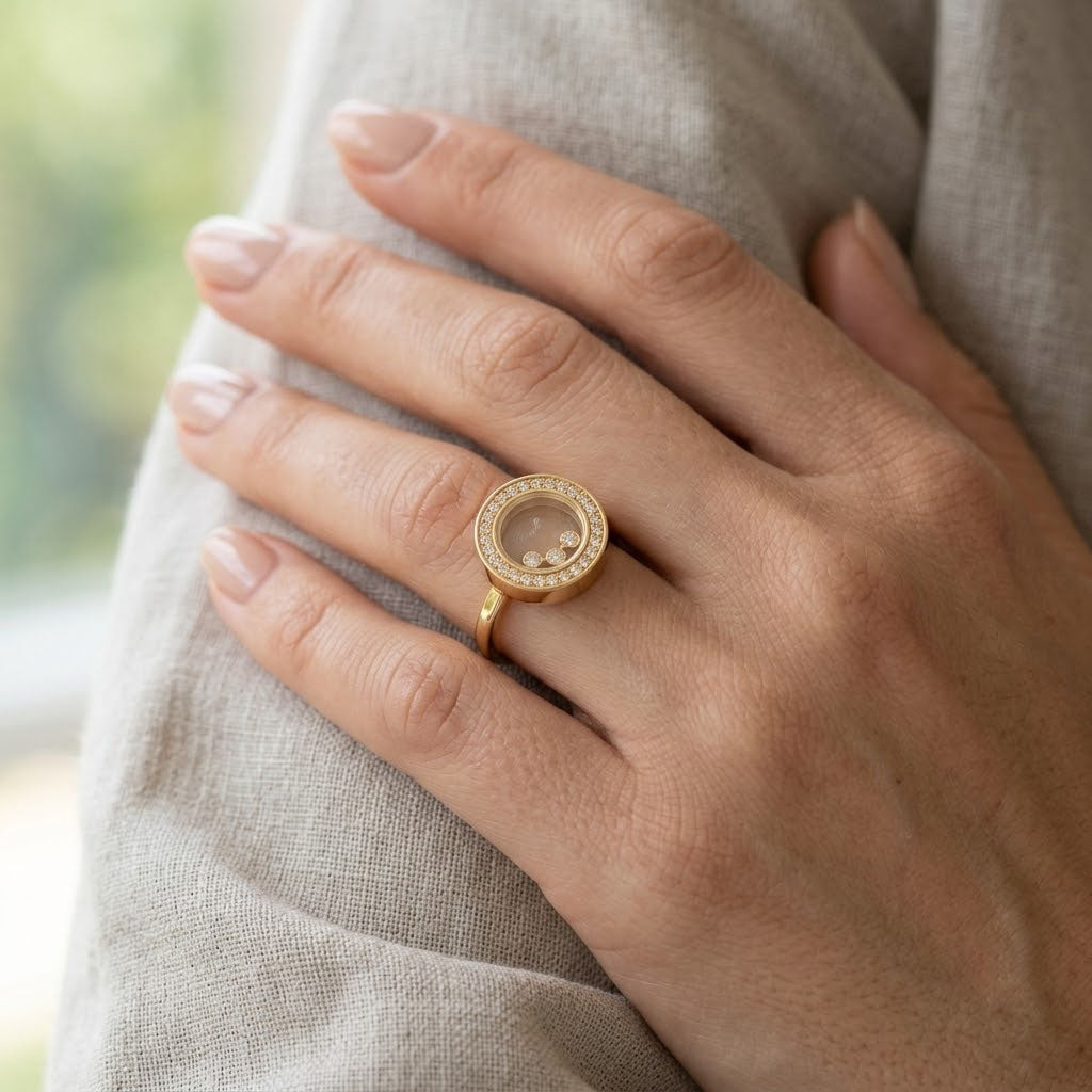Anti Tarnish Oval Halo Crystal Ring with Elegant Triple Stone - Adjustable
