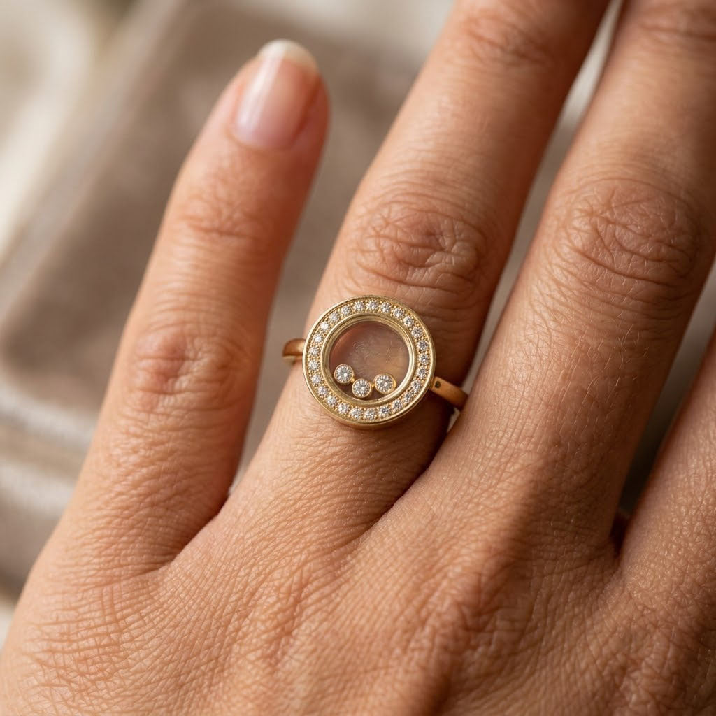 Anti Tarnish Oval Halo Crystal Ring with Elegant Triple Stone - Adjustable